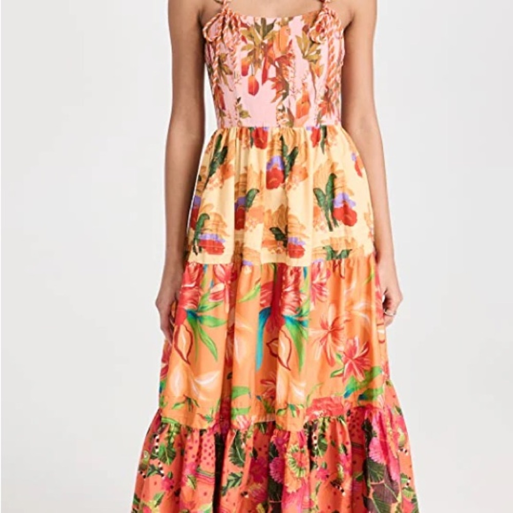 Farm Rio Mixed Warm Prints Maxi Dress
